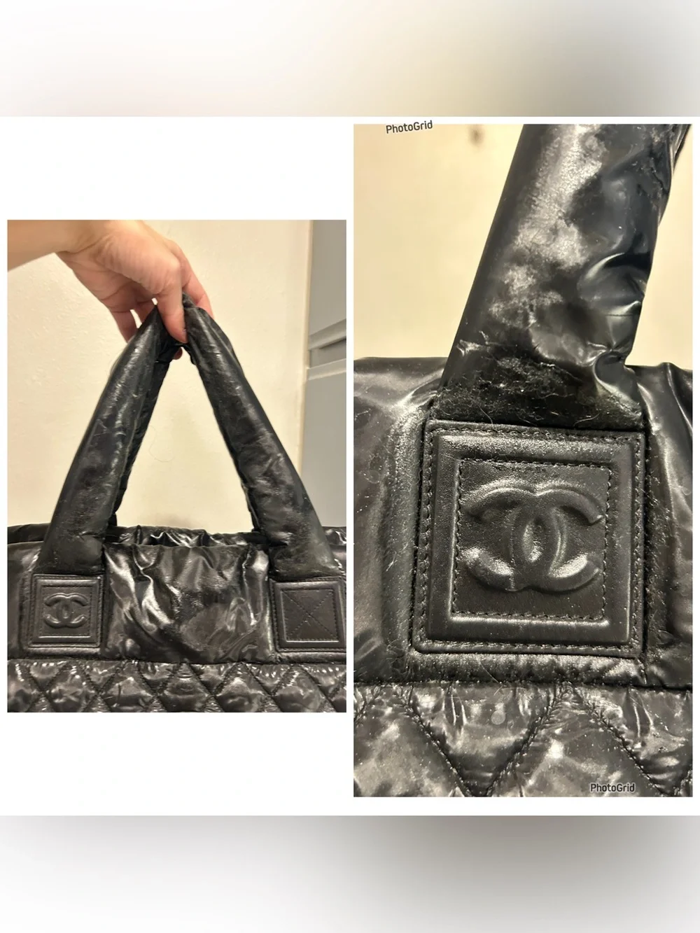 CHANEL Coco Cocoon Large Tote Bag Puffy Quilted Black Nylon Leather w/ COA